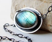 Labradorite Necklace, Sterling Silver Labradorite Pendant Necklace - Mystique