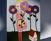 I Pick You - blank greeting card with pansy french flap envelope