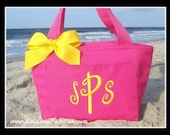 Bright Colors Monogrammed Lunchbox Cooler School Personalized 3 Triple Initials Blue Hot Pink Yellow Green Blue Bag Insulated kids childrens