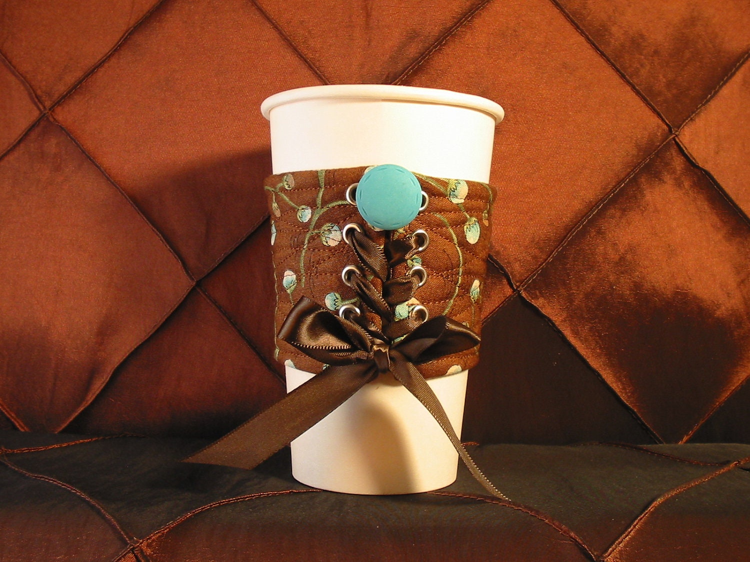 Coffee Corset (a cozy quilted cuff) - Pod Flowers