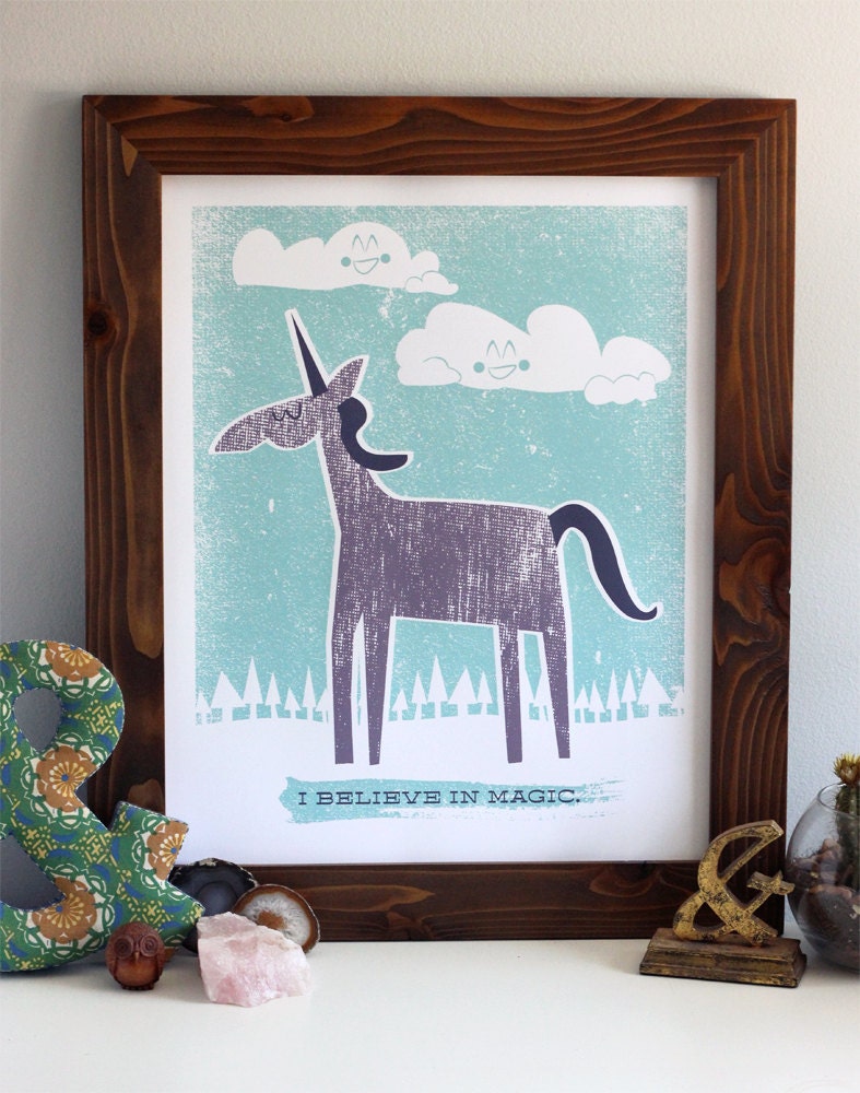 Unicorn - I Believe in Magic - Limited Edition Silkscreen Art Print 16 x 20