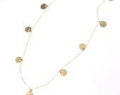 14K Gold Small Disc Necklace - Floating Dots - Simple And Dainty