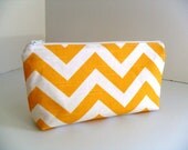 Yellow and White Chevron Large Makeup Bag /Gadget / Camera / Phone / Bridesmaid Gift