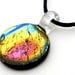 Fused Glass Jewelry / Fused Glass Pendant / Art Glass Necklace - Dichroic Glass on Black Linen Cord