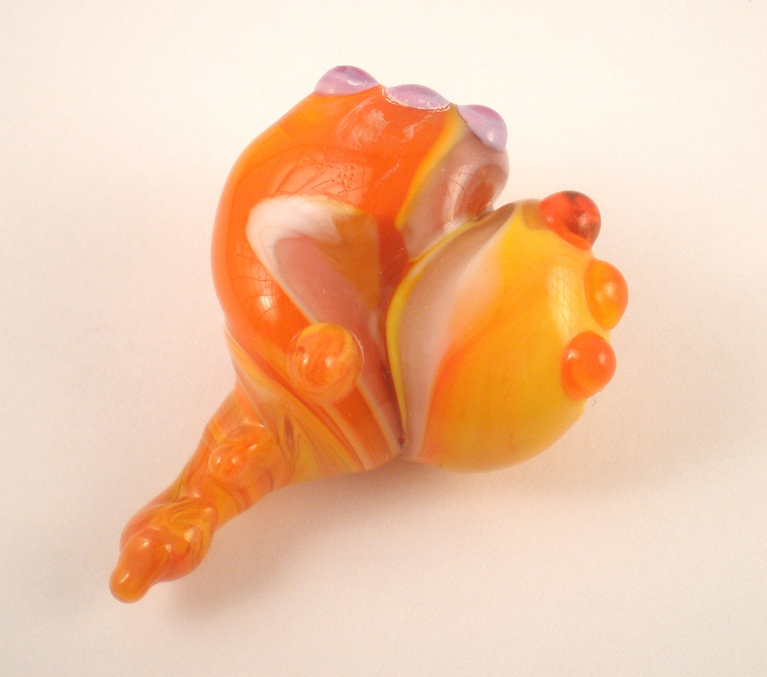 MonaRaeBeads Orange Crush Heart Lampwork Focal Bead Tangerine Purple