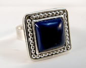 Square Lapis Lazuli and Silver Ring