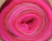 Merino wool blended center pull roving.  Cotton Candy.  5.8oz