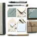 Mini Stationery Set: 12 White Cards with 12 Vintage Paper Envelopes
