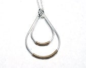 Simple Jewelry : Sterling Silver Teardrop pendant necklace, gold wire wrapped
