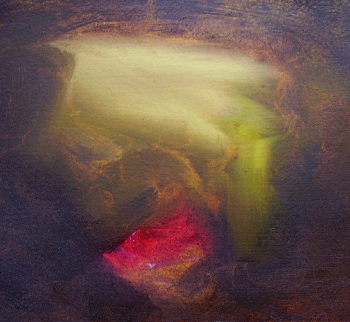 Painting, original, abstract pastoral,  small, "Tunnel Vision" series,  "Ember Vale", 7 x 9 inches