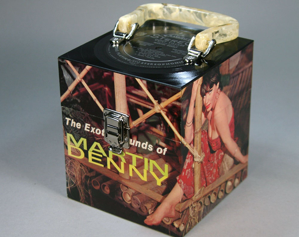 Tiki CD Case or Keepsake Box Handmade from Recycled Record - Martin Denny Quiet Village
