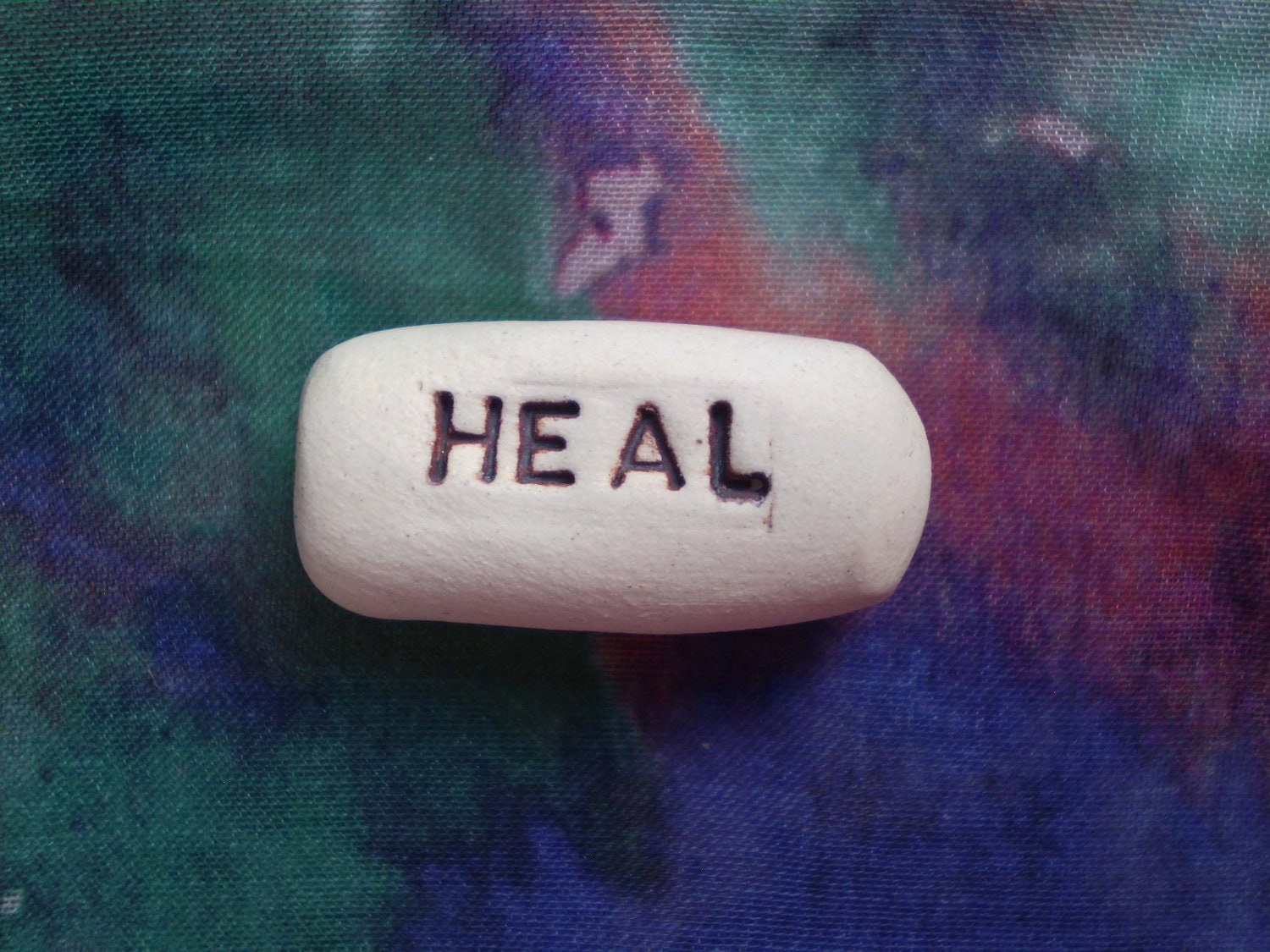 Clay Word, Heal, Handmade Porcelain Clay Word, Pocket Word, Message Stone, Pocket Rock - spinningstarstudio