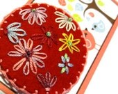 Hand Embroidered Holland Wool Felt Hair Clip