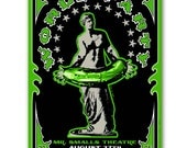 World Party  Karl Wallinger Venus Pickle concert poster, silkscreen Pittsburgh gigposter screenprint, green, black.