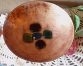 Vintage Mid Century Modern Artisan Copper Enamel Bowl SALE