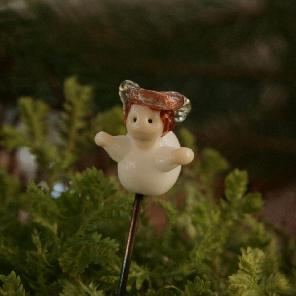 Artisan glass lampwork fairy garden angel ... Angela ...one of a kind art for your terrarium ...  by simply cindy