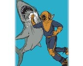 iPhone 5 Case, Shark case, Diver Punching Shark, Glossy Hard case