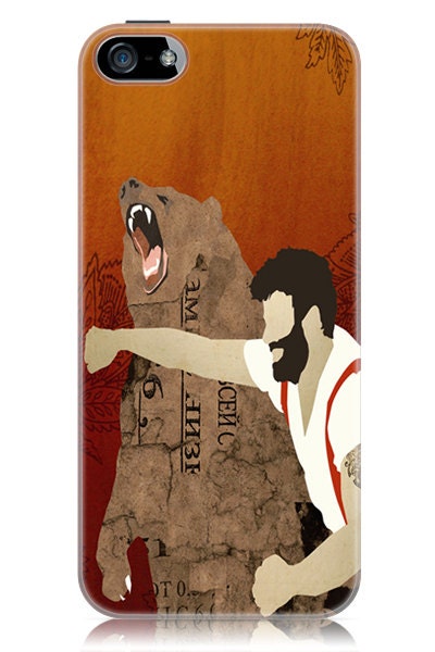iphone 5 case, Man Punching Bear, Hard Plastic Case, Glossy Finish