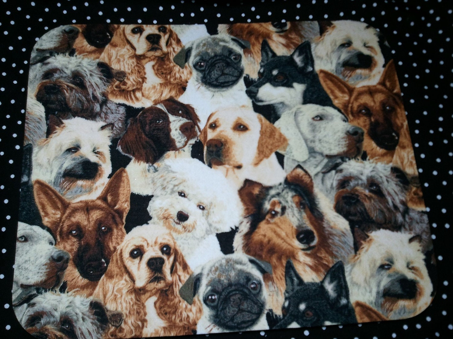 Computer Mousepad Made With Dog Breed Print Fabric