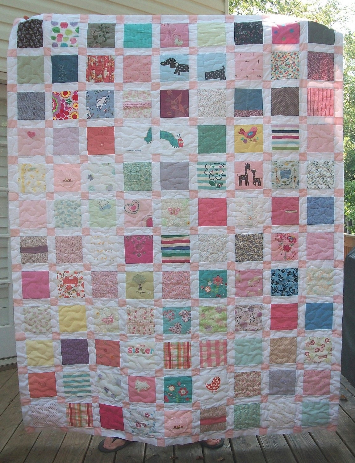 Reserved for Lisa - Twin Size Baby Clothes Memory Quilt