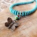 Southwest turquoise necklace butterfly charm necklace tribal jewelry silver necklace nature jewelry bohemian necklace