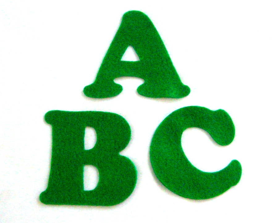 Green Felt Alphabet Letters - Fabric Applique or Play - Upper Case - Educational - 3 inch die cut