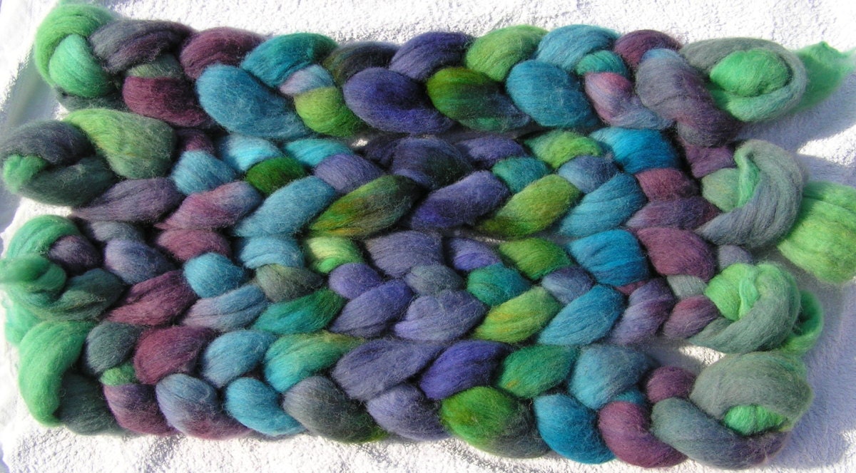 118g 4oz wool and nylon top roving, Alien Skies