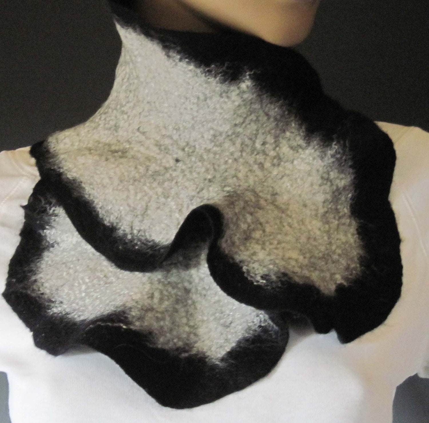 Flamenco Scarflette Felted Black White