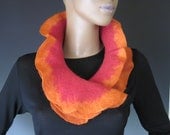 Flamenco Felted Reversible Scarflette Orange Red