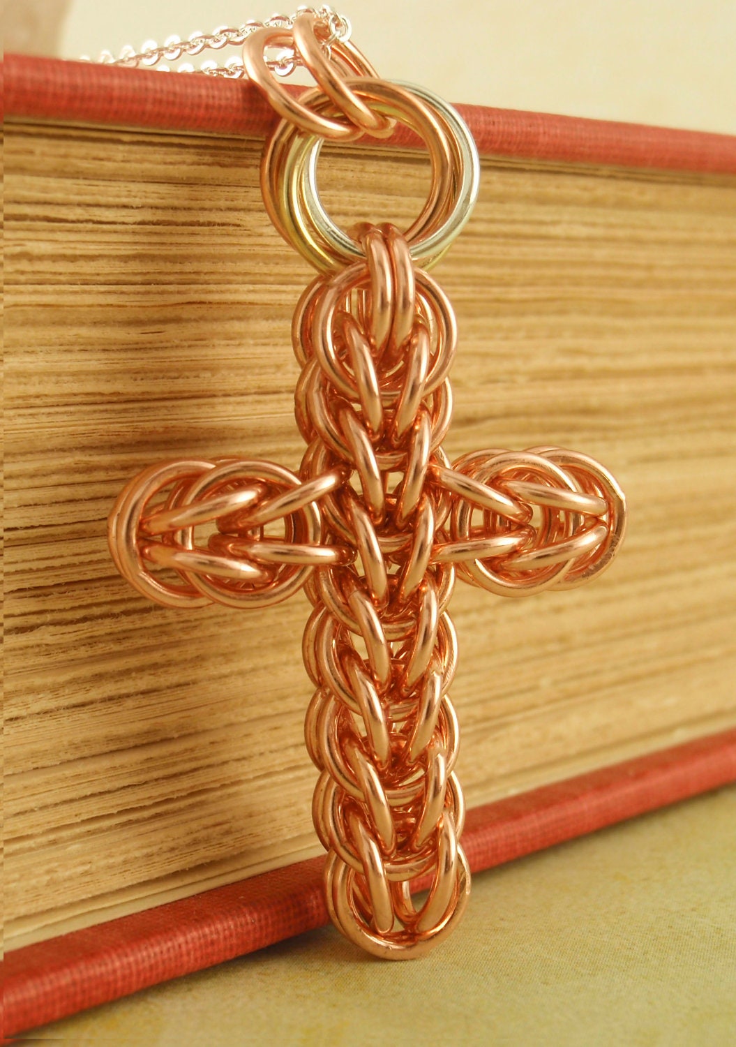 Copper Chainmaille Cross Necklace