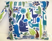 Small Wet Bag - Wet Bag - 11 X 11 - 2D Zoo Blue