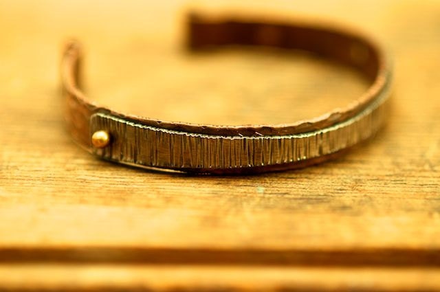 forged bracelet sterling silver, copper, bronze