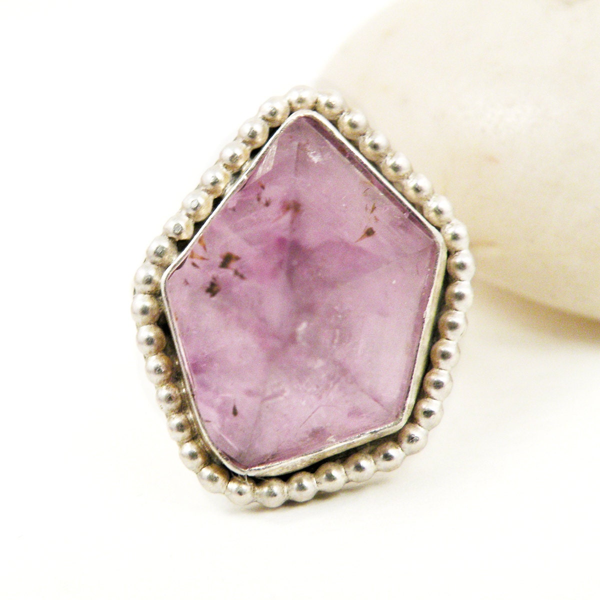 Sterling Silver Rough Stone Ring Purple Amethyst One of a Kind February Birthstone jewelry- Size 6.5 - Lady Danger
