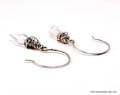 OOAK Handmade Upcycled Wire Wrapped Sterling Silver Clear Faceted Glass Dangle Earrings
