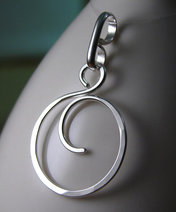 Sterling Silver Curly Q Pendant Hand by Oogle on Etsy