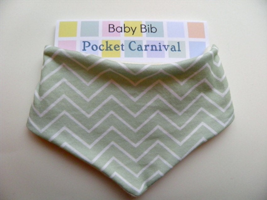 Dribble Bib - Minty Green Chevron