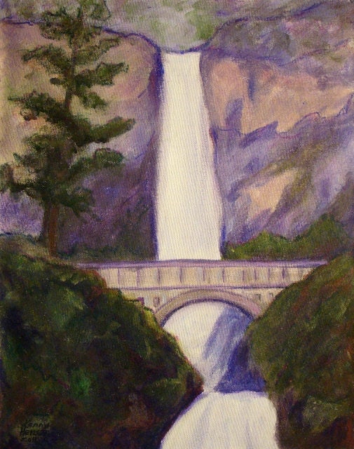 Multnomah Falls, 16x20 original acrylic painting on canvas