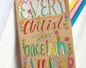 Made to order - OOAK Mini Kraft Moleskine Illustrated by Hand