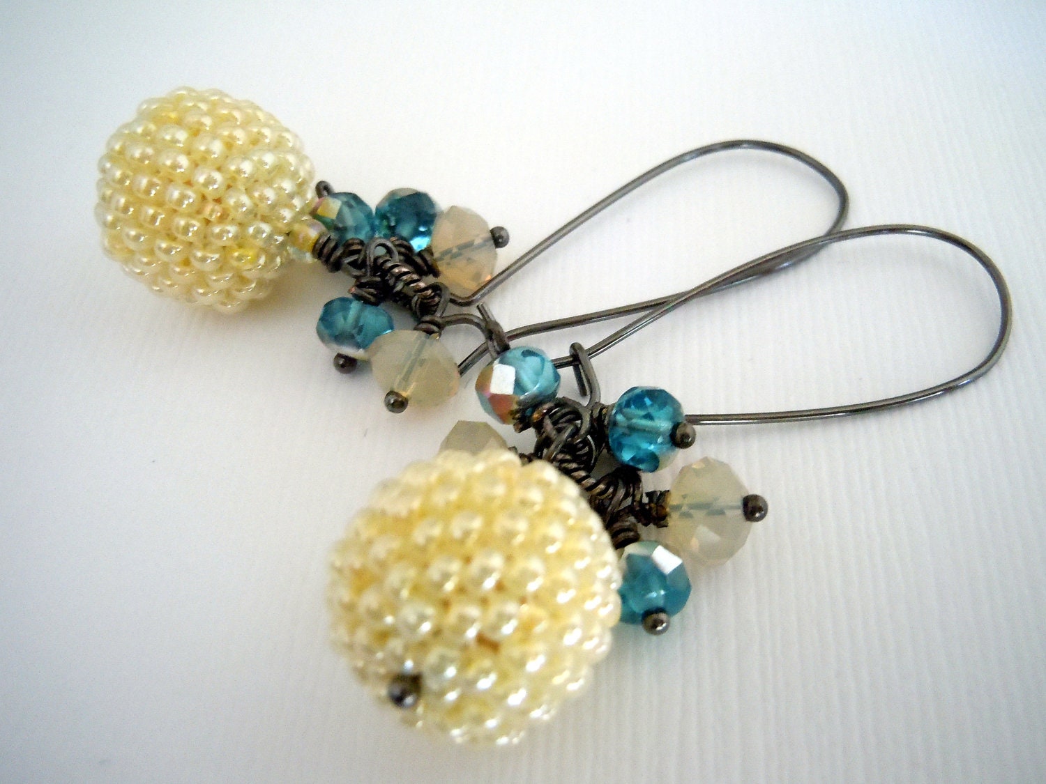 Butter Yellow Seed Bead Earrings