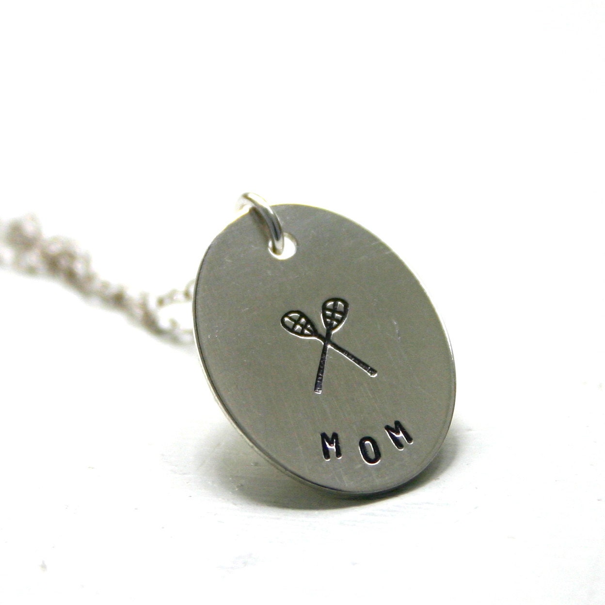 Lacrosse mom necklace - hand stamped necklace - sterling silver lacrosse jewelry
