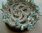 Medusa freeform crochet brooch