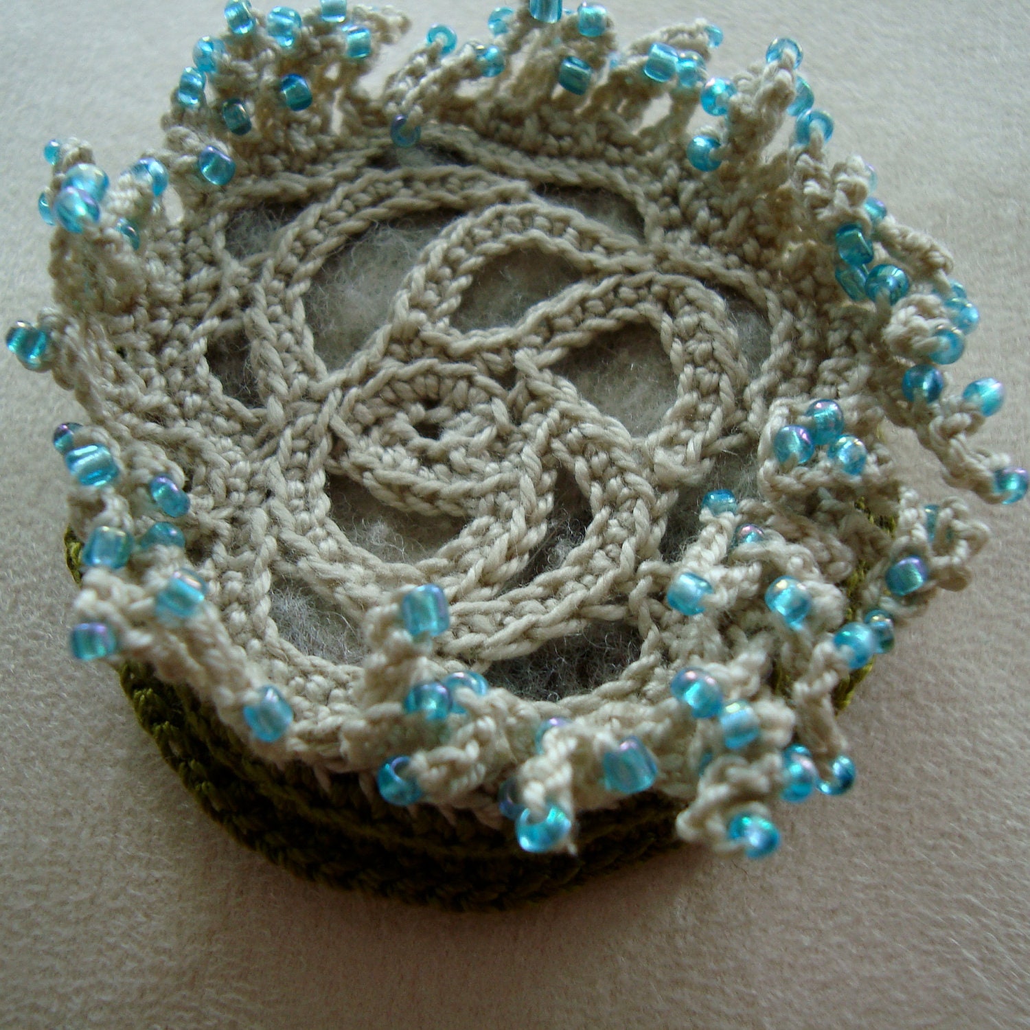 Medusa freeform crochet brooch