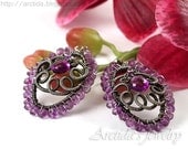 Purple earrings Amethyst earrings oxidized sterling silver - Amethyst jewelry fall fashion plum violet purple gemstone ohtteam oht - Niolle