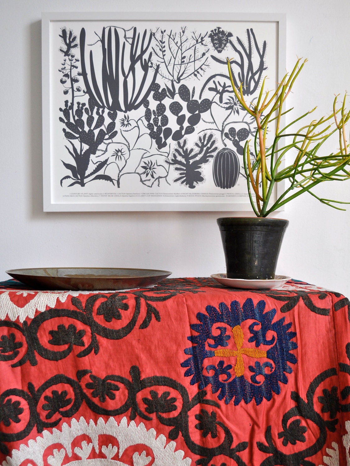 Large Print -  10 Cactus Screen Print -Charcoal Gray