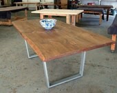 Custom Live Edge Farm Table with Inverted Industrial Steel Legs