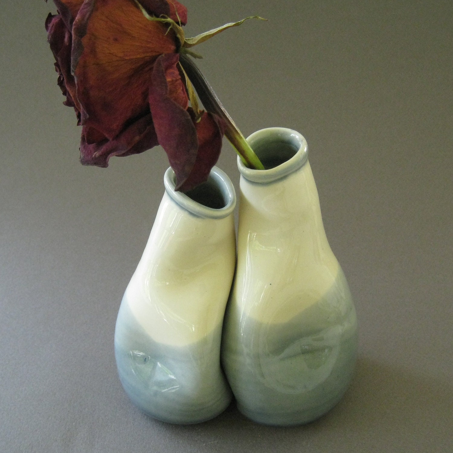 Romantic White Vase Set, Unique wedding, engagement or anniversary gift, "Here for you"