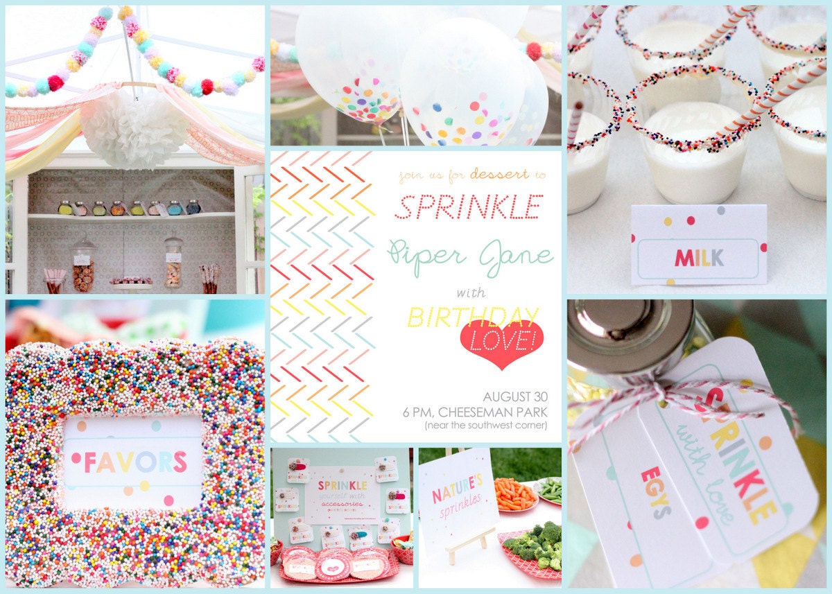 SPRINKLED WITH LOVE printable ensemble for a birthday party, baby shower or baby 'sprinkle'