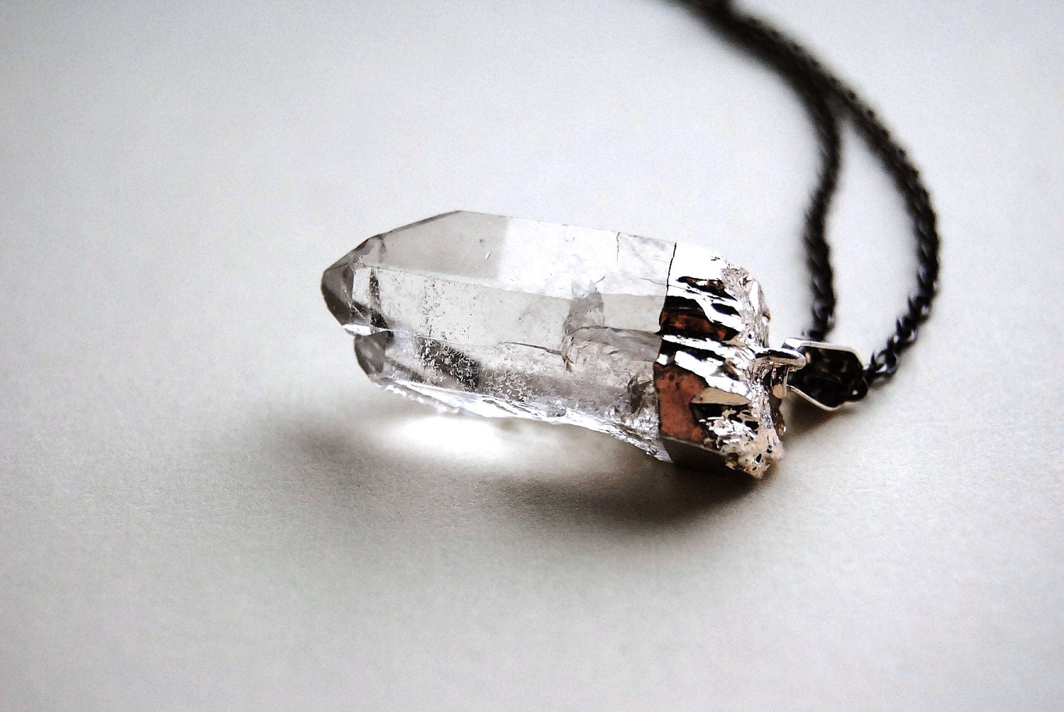 Crystal Necklace - Raw Quartz - MEDIUM - Handmade Jewelry - Free Shipping in the US - Summer Fashion