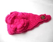 SALE TODAY. Crochet Headband Earwarmer headwrap in hot bright pink girls accessories size Handmade 1 to 4 y