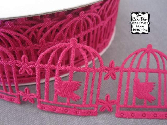 Birdcage Ribbon - 5 yards of HOT PINK Trim - Scrapbooking Gift Wrapping